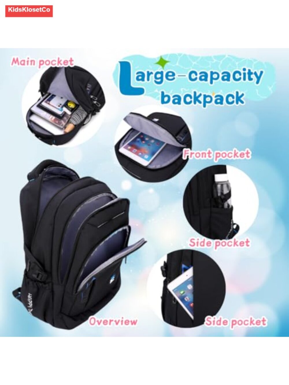 Rolling Backpack with Wheels for Teens, Waterproof Trolley Daypack, Convertible - Picture 2 of 6